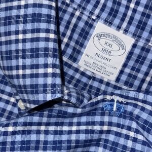 Brooks Brothers Long Sleeve Button Down Shirt Regent Men's 2XL Blue White Plaid